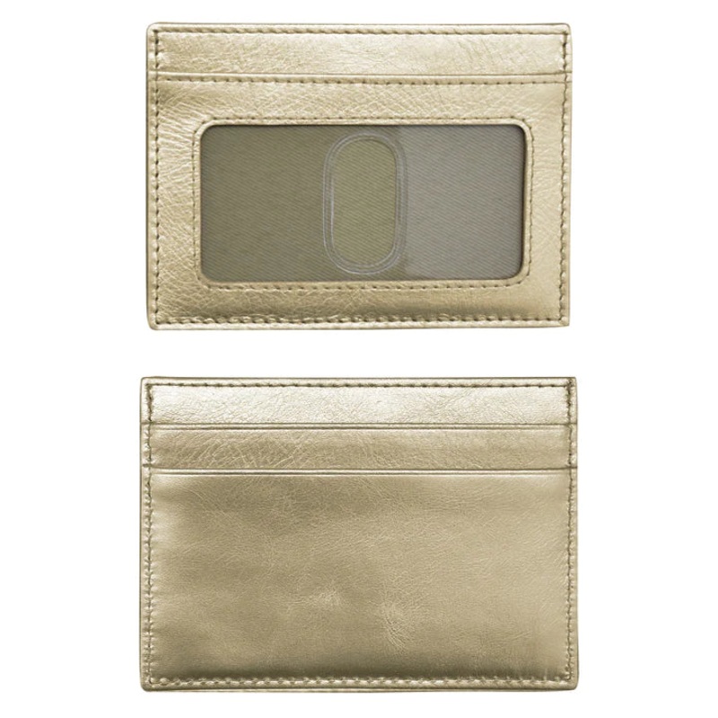 ILI New York Leather RFID Credit Card/ID Holder - Light Gold