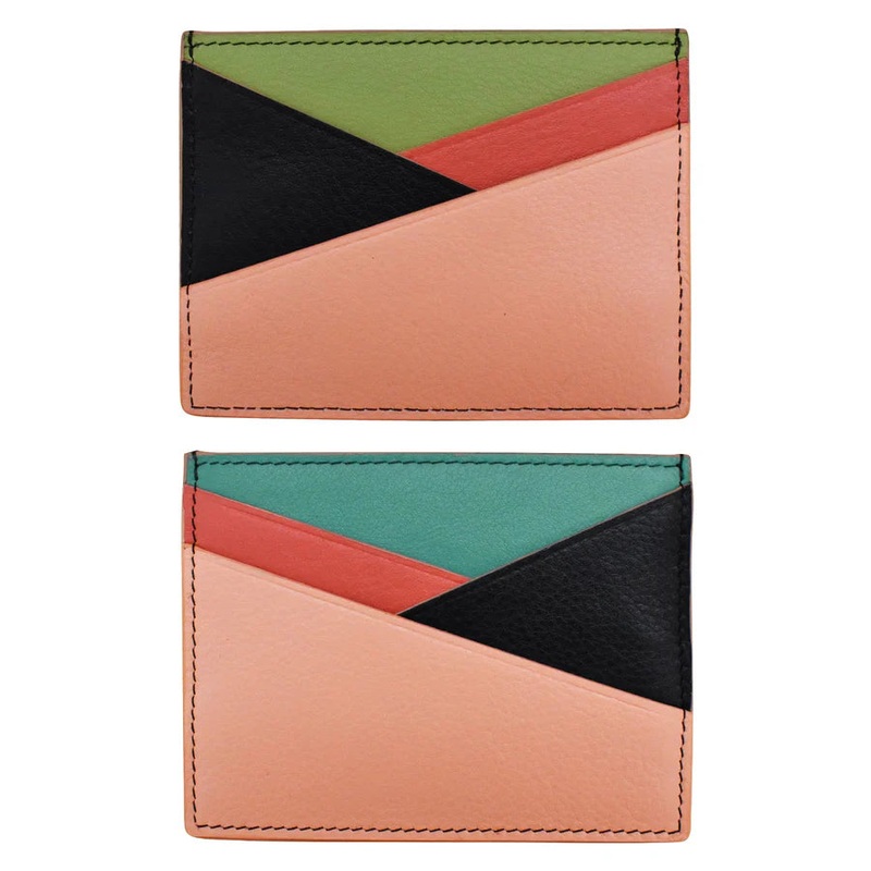 ILI New York RFID Leather Asymmetric Card Case - Peach Multi