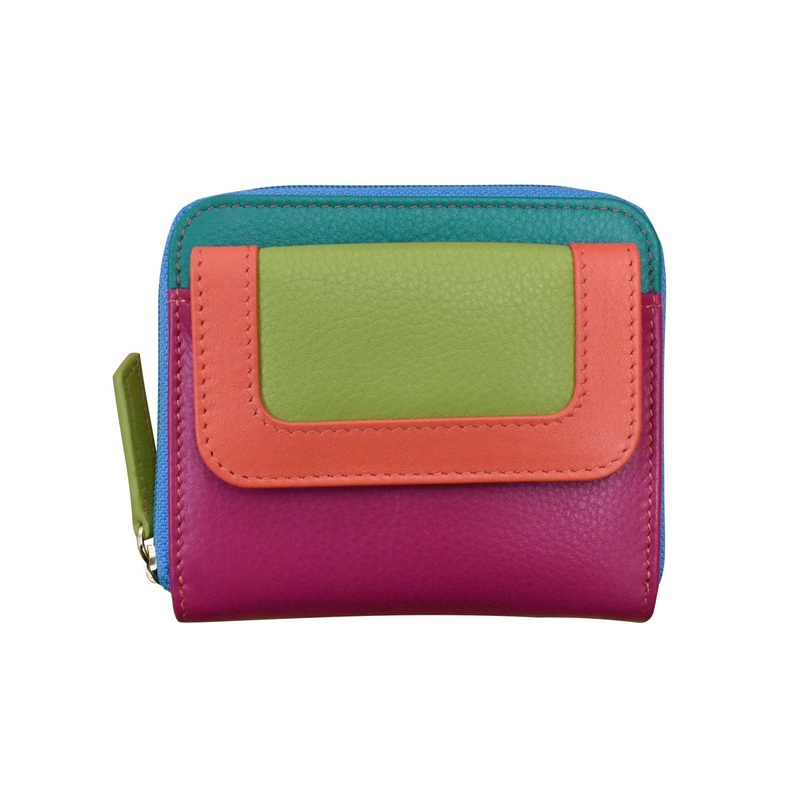 ILI New York RFID Leather Small Pocket Wallet - Paradise Multi