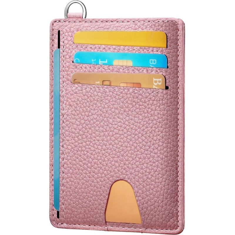 Mayski Slim Wallet, Credit Card Holder for Women, Minimalist Front Pocket RFID Blocking Card Cases, Small Wallet Women Men(Litchi Pink)