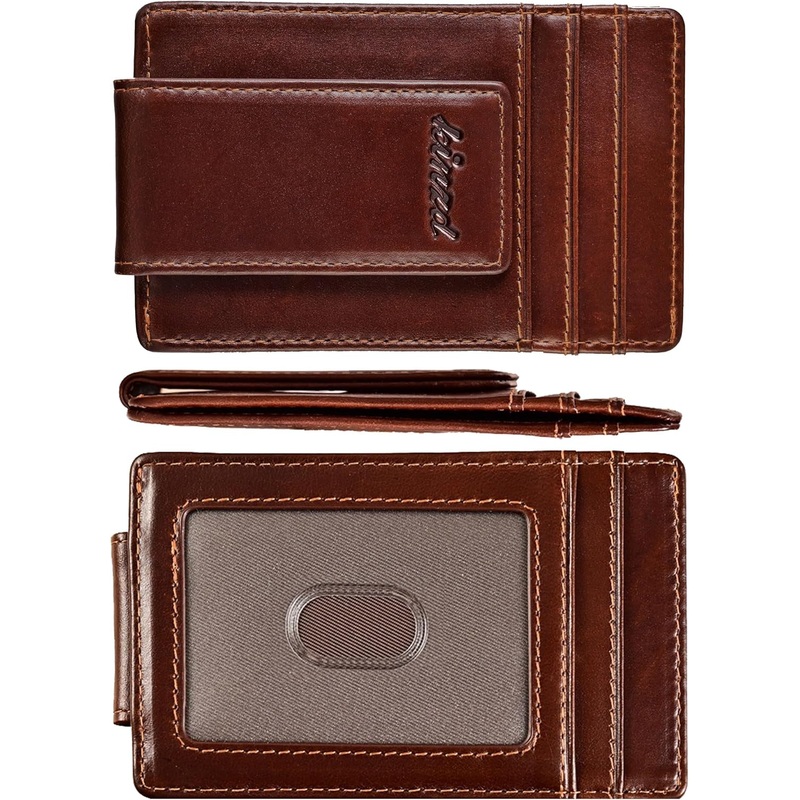 Money Clip, Front Pocket Wallet, Leather RFID Blocking Strong Magnet Thin Wallet