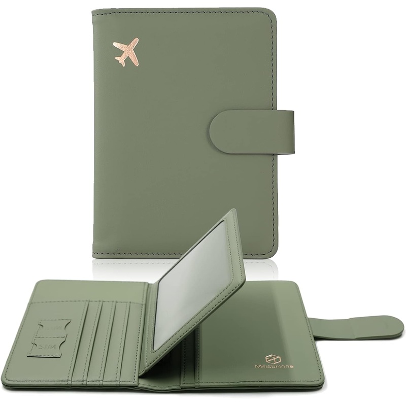 Passport Wallet for Travel with Rfid Blocking Card Slots, Unisex Green
