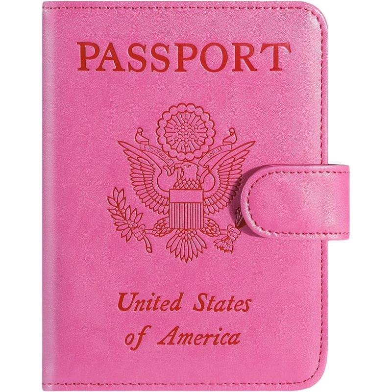 Passport Wallet RFID Blocking Travel Leather Card Holder, Pink