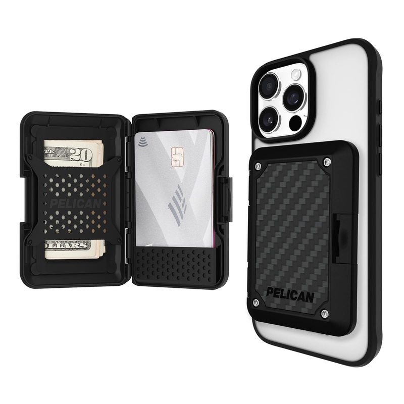 Pelican Magnetic Wallet for iPhone, RFID Blocking Heavy Duty MIL-STD Snap-on MagSafe Wallet - Black