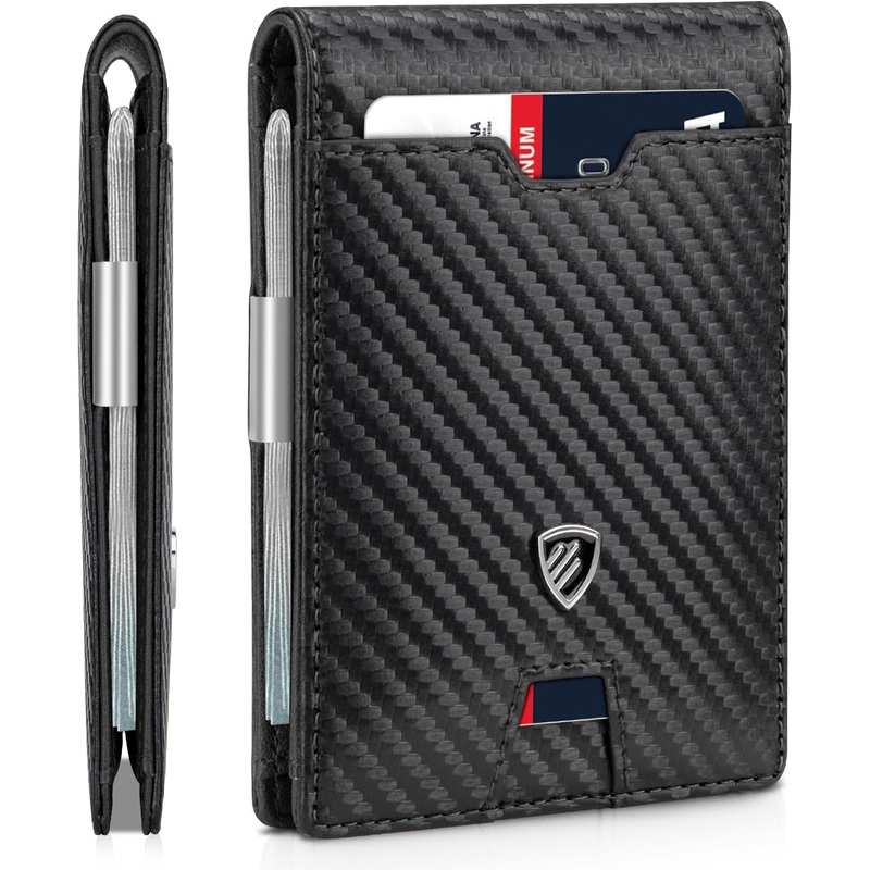 RUNBOX Mens Slim Wallet with Money Clip RFID Blocking Bifold Credit Card Holder for Men with Gift Box