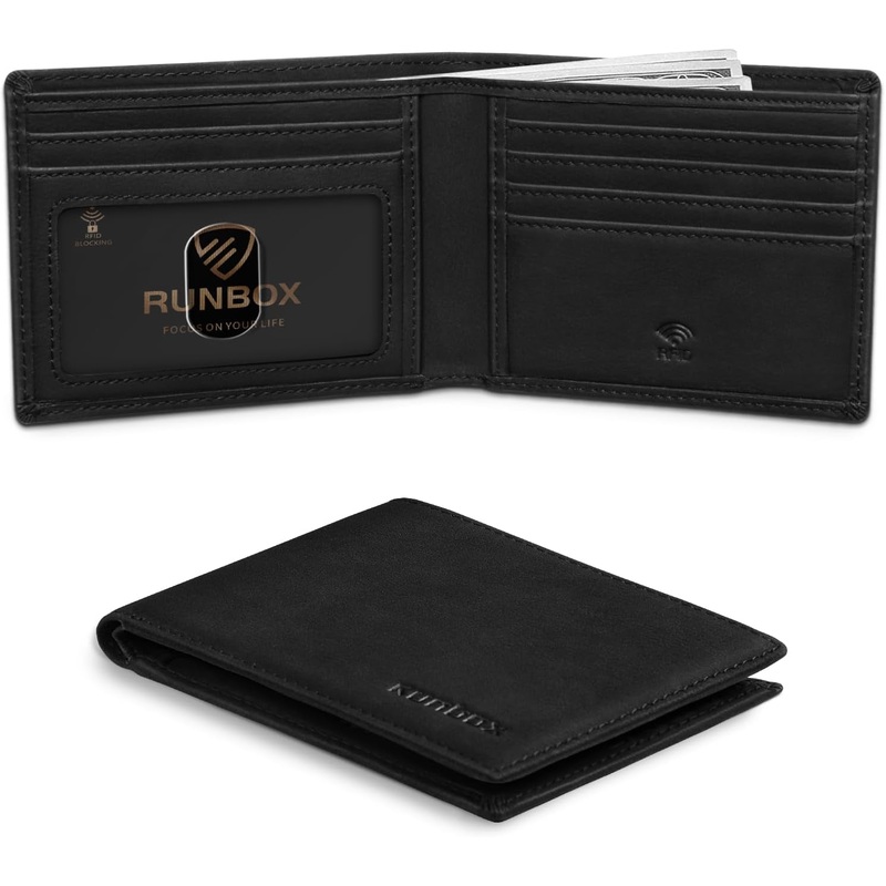 Slim Bifold Wallet for Men, RFID Blocking Leather Card Holder