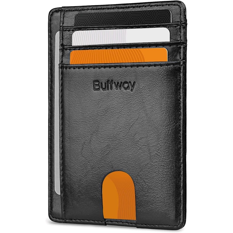 Slim Front Pocket Leather Wallets, Minimalist RFID Blocking Credit Cards Holder