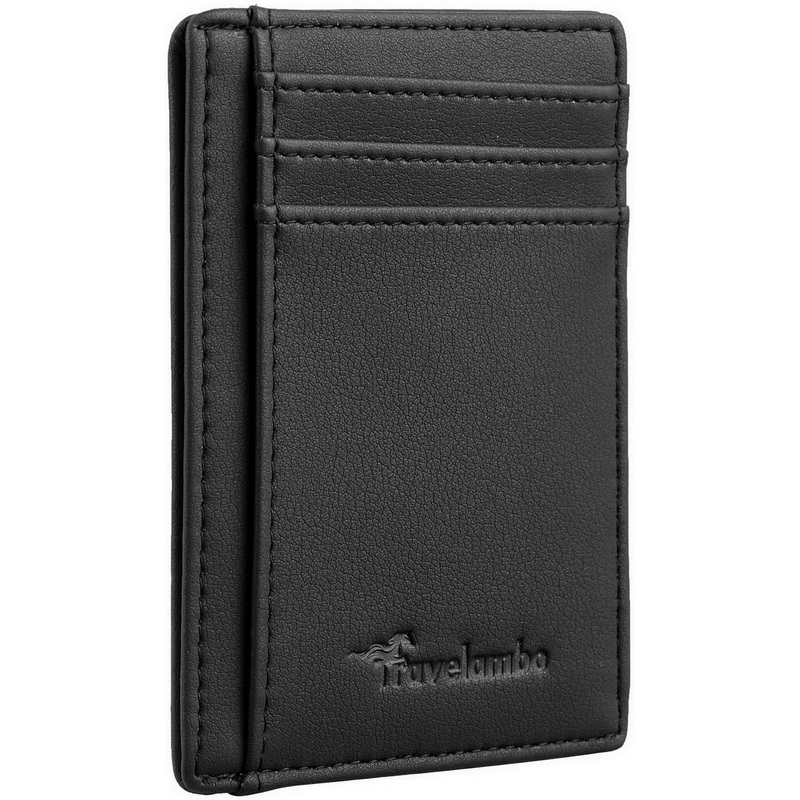 Slim Front Pocket Wallet RFID Blocking Credit Card Holder - Black