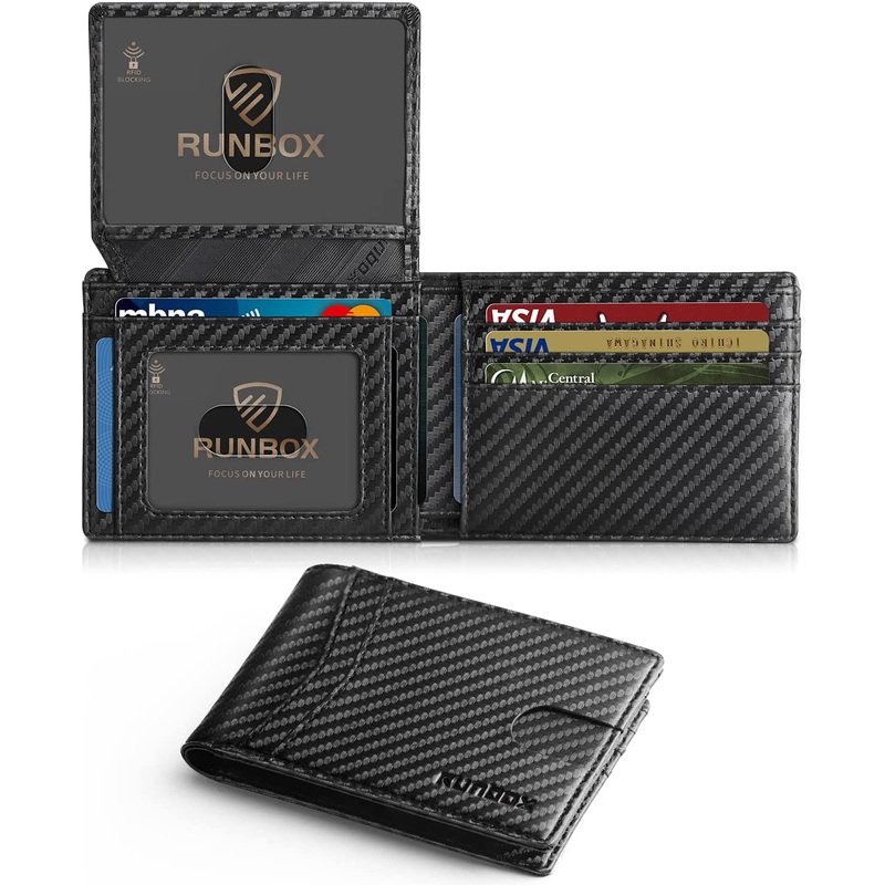 Slim Rfid Blocking Bifold Wallet for Men with 2 ID Window