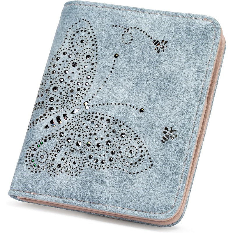 Small RFID Wallet Women Ultra Thin Slim Womens Wallet Mini Compact Bifold Pocket Ladies Wallets for Women BLUE
