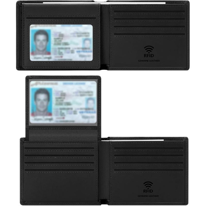 Travelambo 100% Genuine Leather Wallet for Men with Gift Box - Handmade Bifold Stylish - Rfid Wallet for Men with 2 ID Windows