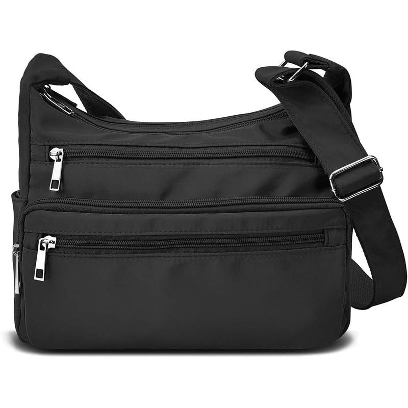 VOLGANIK ROCK RFID Purses for Women Fabric Nylon Multi Pocket Crossbody Bag Ladies Travel Handbag