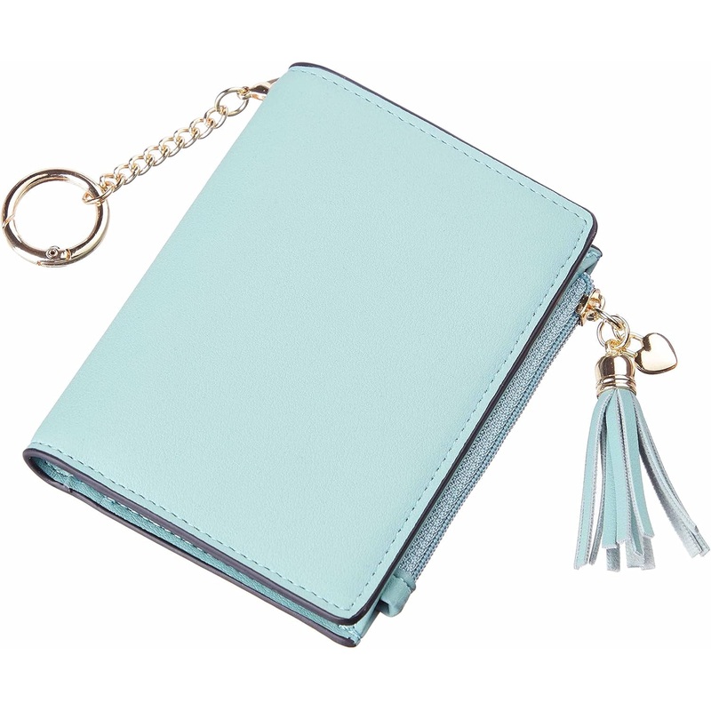 Women's RFID blocking Tassel Bifold Wallet with keychain