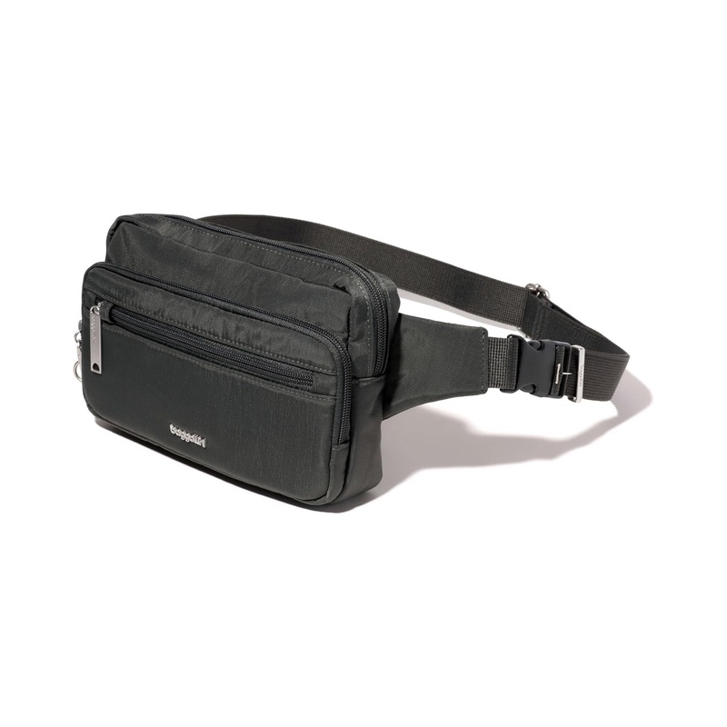Baggallini Securtex Anti-Theft Belt Bag Sling - Charcoal
