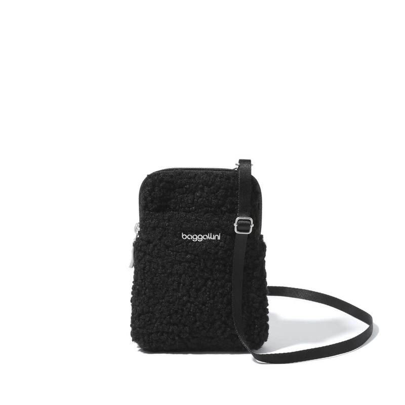Baggallini Take Two RFID Bryant Crossbody - Black Faux Shearling