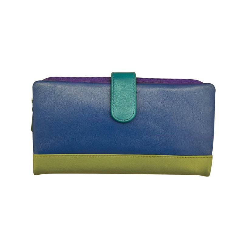 ILI New York Leather RFID Clutch Wallet - Cool Tropics