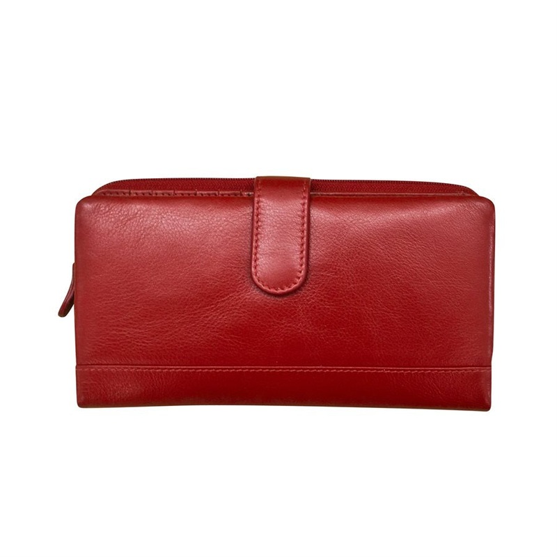 ILI New York Leather RFID Clutch Wallet - Red