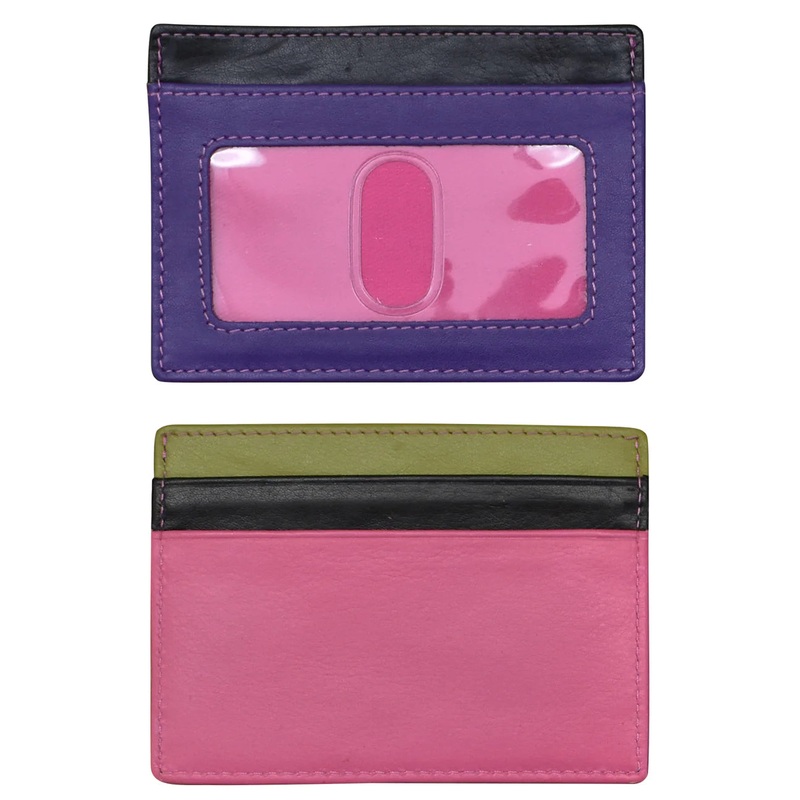 ILI New York Leather RFID Credit Card/ID Holder - Black Brights