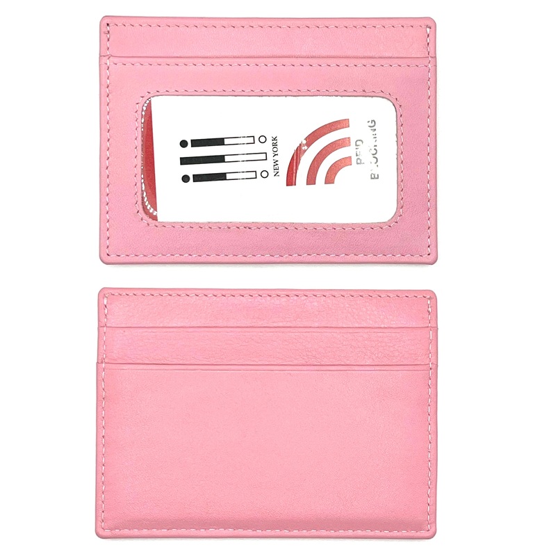 ILI New York Leather RFID Credit Card/ID Holder - Flamingo Pink