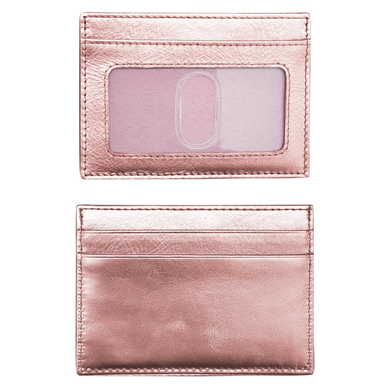 ILI New York Leather RFID Credit Card/ID Holder - Rose