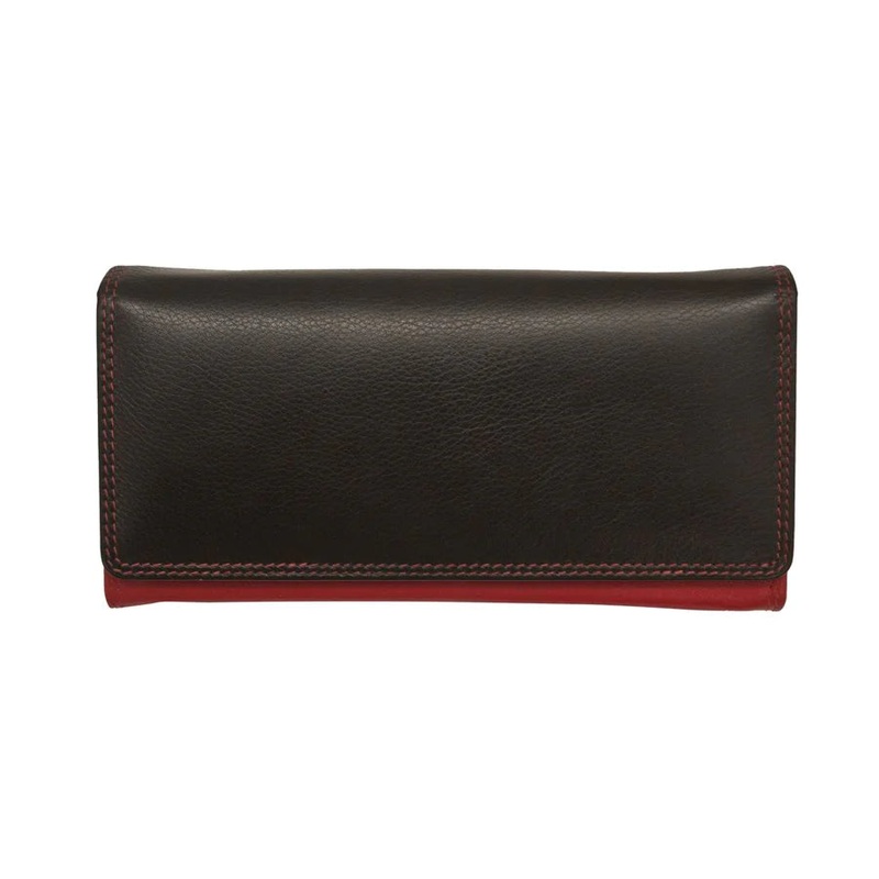 ILI New York RFID Large Flap Wallet - Black/Red