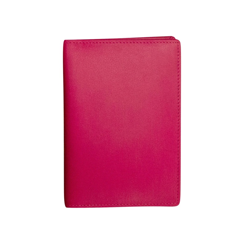 ILI New York RFID Leather Passport Wallet w/ID Window - Indian Pink