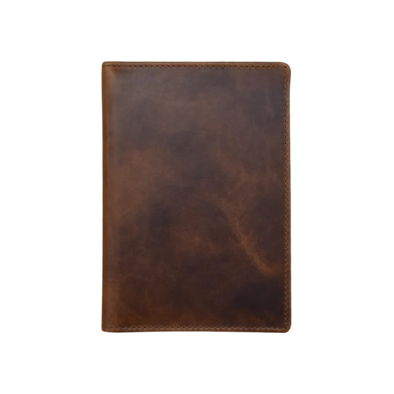ILI New York RFID Leather Passport Wallet w/ID Window - Rustic Brown