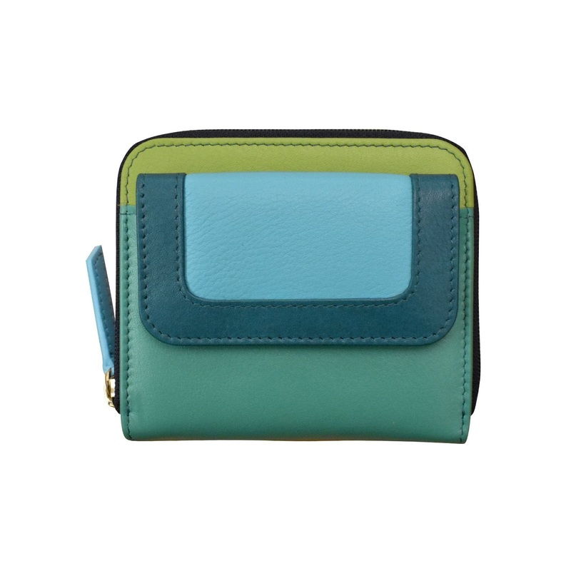 ILI New York RFID Leather Small Pocket Wallet - Serenity Multi