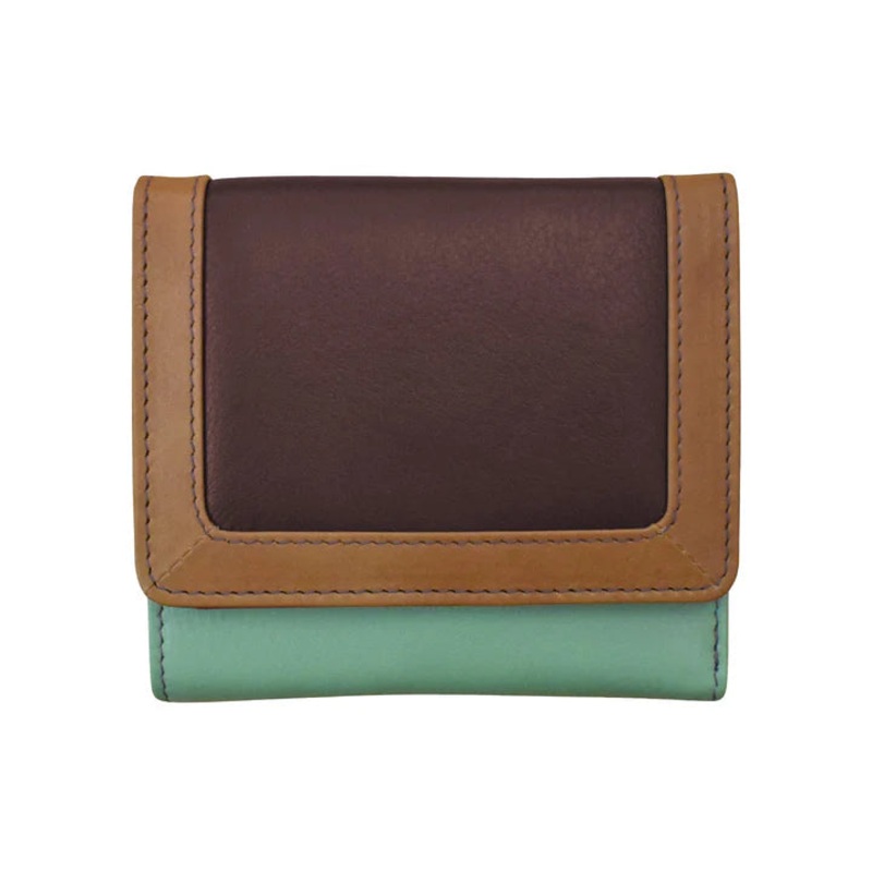 ILI New York RFID Leather Trifold Wallet - Sage Multi