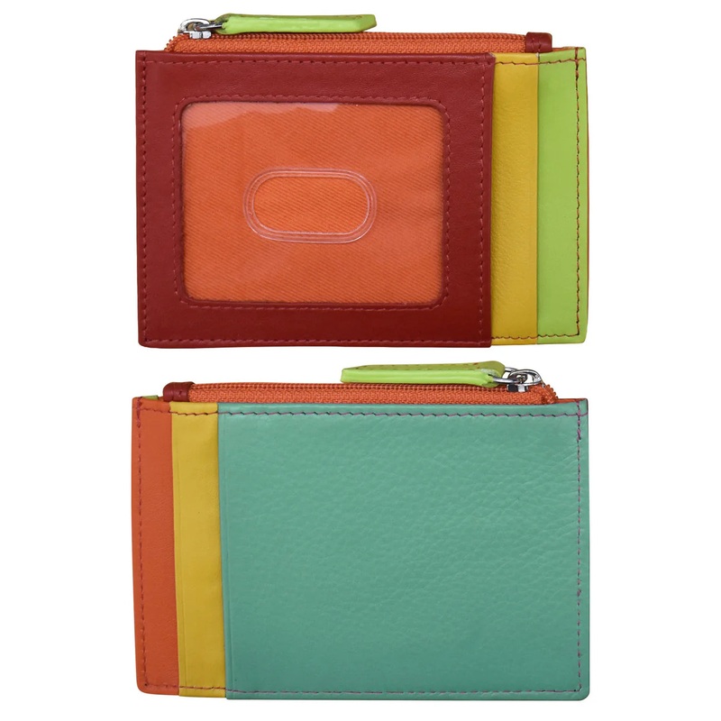 ILI New York RFID Leather Zip I.D. Card Case - Citrus