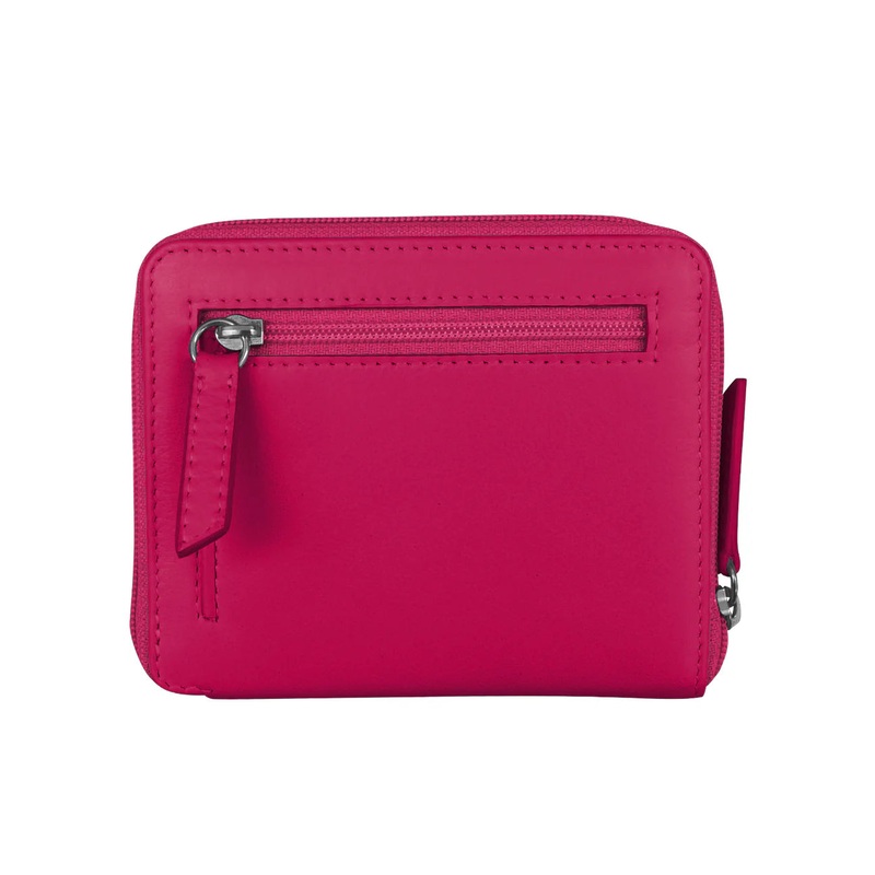 ILI New York RFID Small Zip Around Wallet - Indian Pink