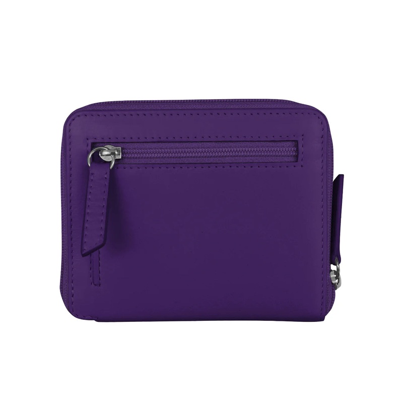 ILI New York RFID Small Zip Around Wallet - Purple