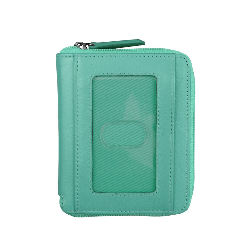 ILI New York RFID Small Zip Around Wallet - Turquoise