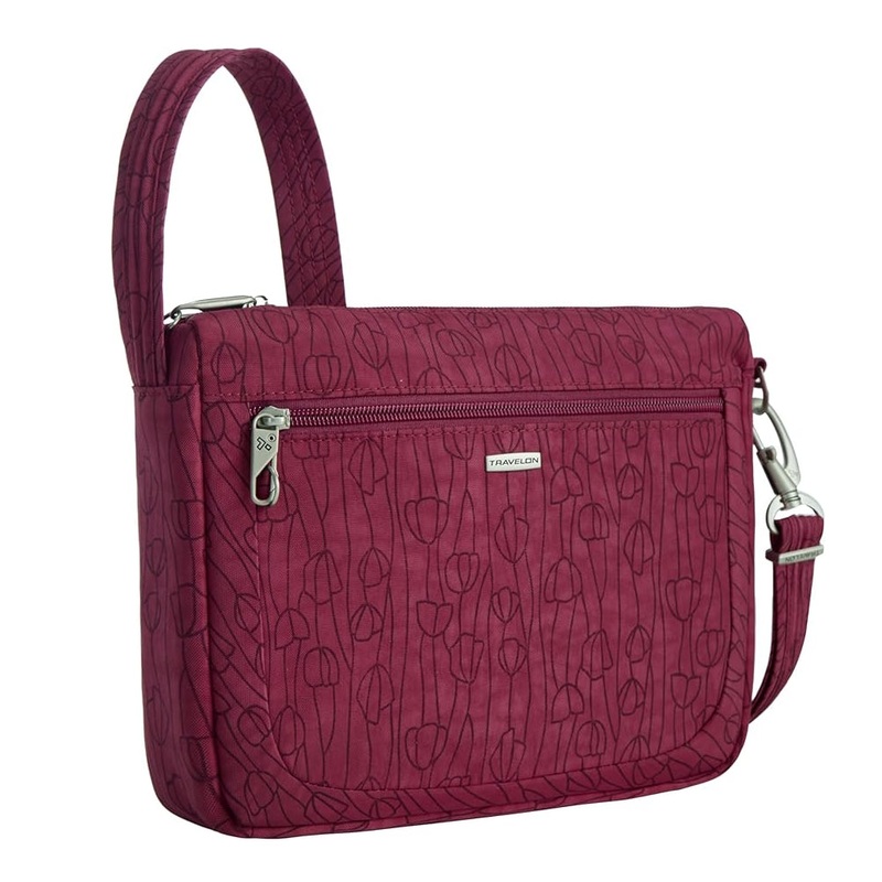 Travelon Anti-Theft Classic Small E/W Crossbody - Berry Tulip