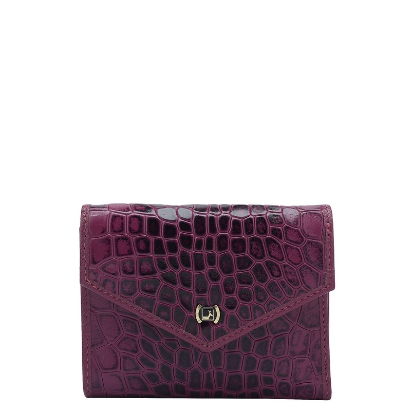 Croco Leather Ladies Wallet - Orchid