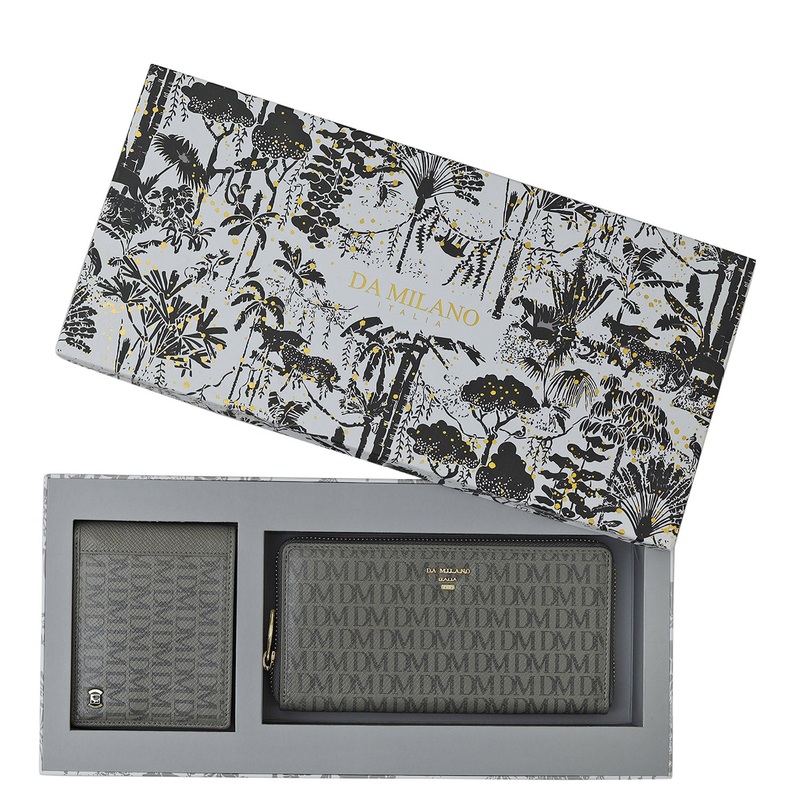 Fossil Monogram Leather Mens & Ladies Wallet Gift Set
