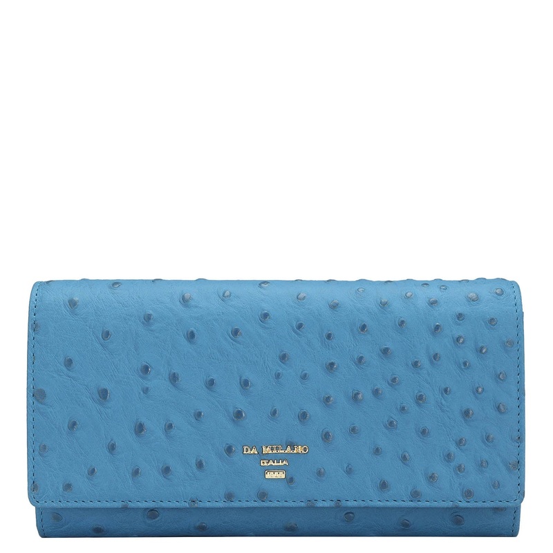 Ostrich Leather Ladies Wallet - Imp & Blue