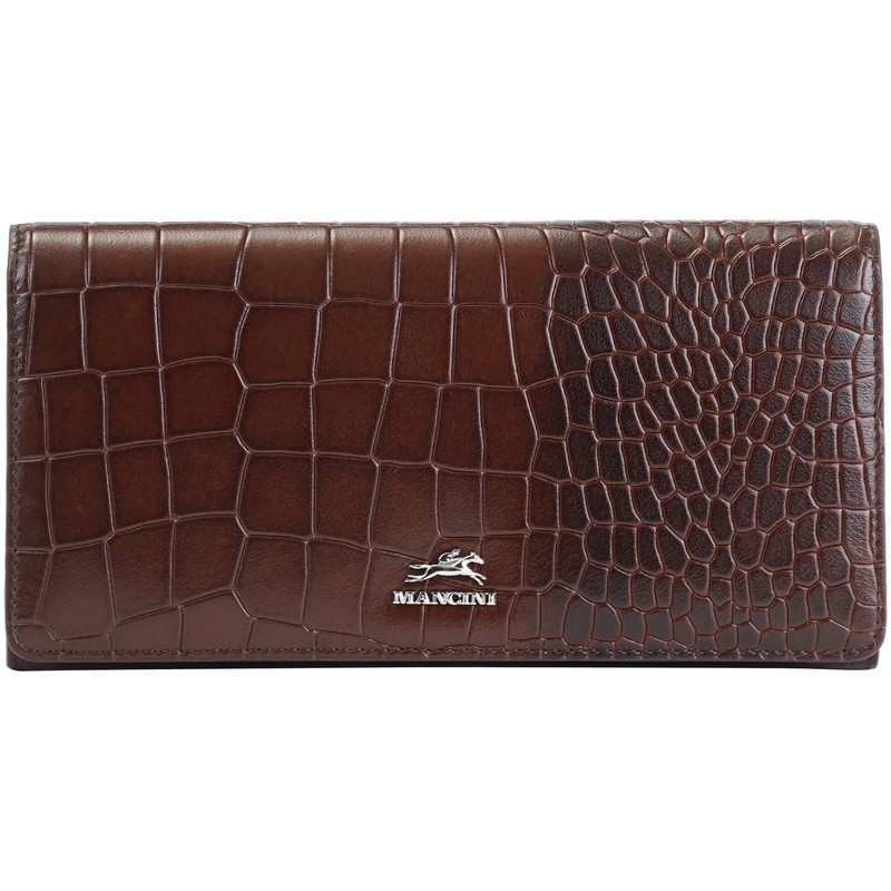Mancini Croco2 Womens Trifold Wallet with Enhanced RFID Security