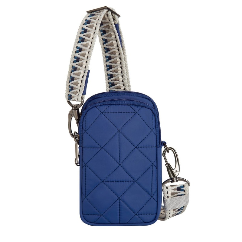Travelon Anti-Theft Boho 2 Compartment Phone Crossbody - Geo Lush Blue