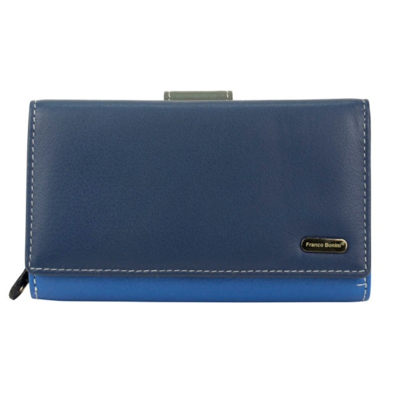 Franco Bonini - 2902 Med Flap wallet w zip around coin - Blue Multi