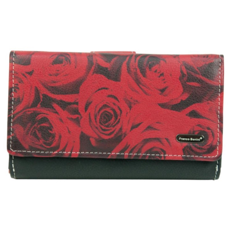Franco Bonini - 2902 Med Flap wallet w zip around coin - Rose Print