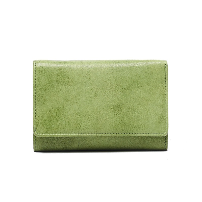 Oran - RH-482 Delta medium leather Flap over wallet - Green Apple