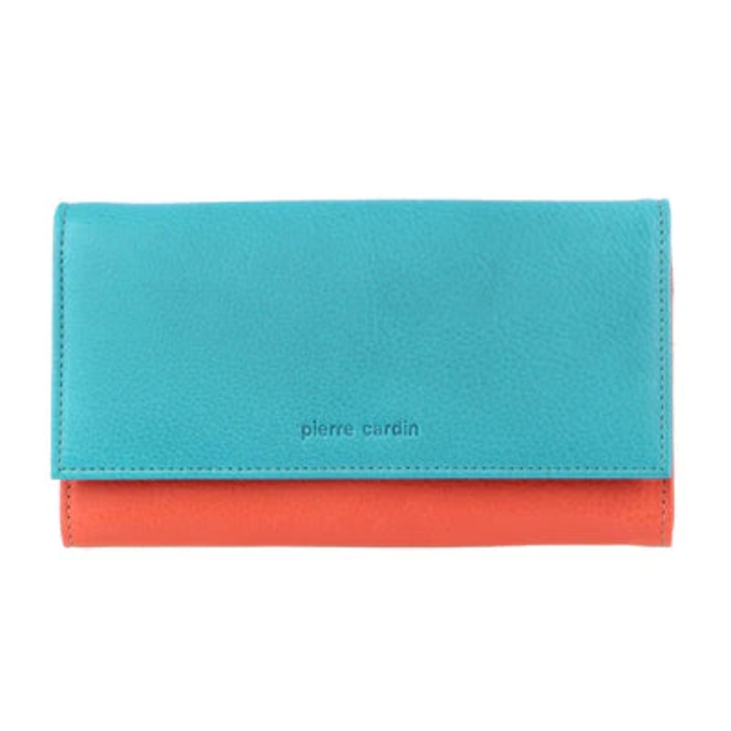 Pierre Cardin - PC3262 Leather multi colour large Wallet - Turquoise/Orange