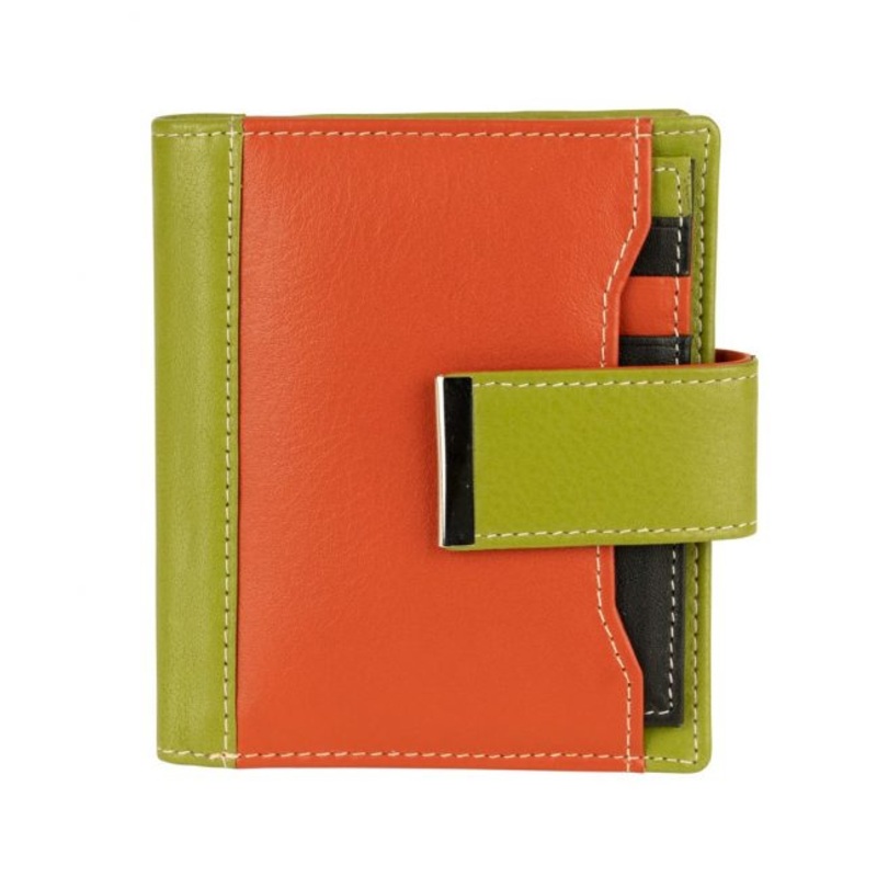 Franco Bonini 21-01 orange/multi RFID leather wallet removable card holder