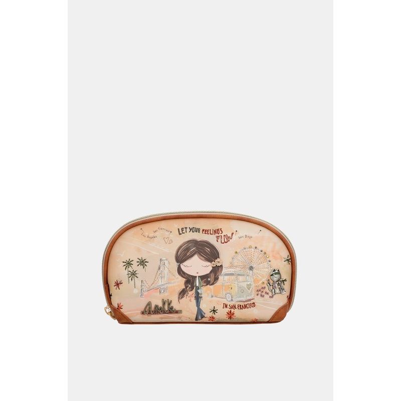 Peace & Love camel RFID holdall bag