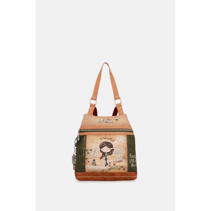 Anekke Peace & Love camel anti-theft backpack