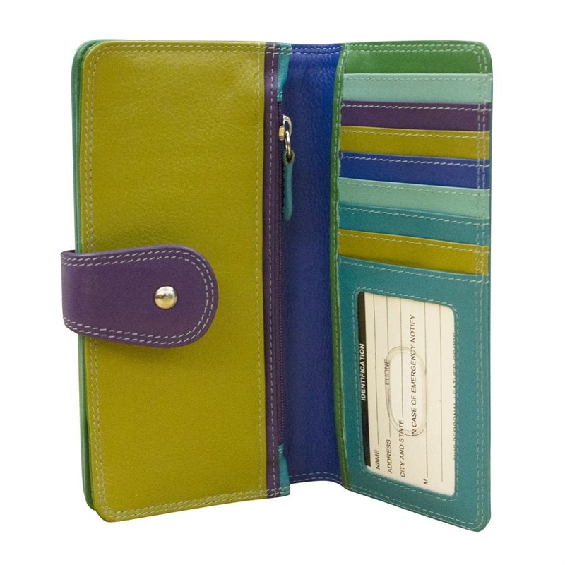 iLi New York Large Multi-colored RFID blocking Wallet - Cool Tropics