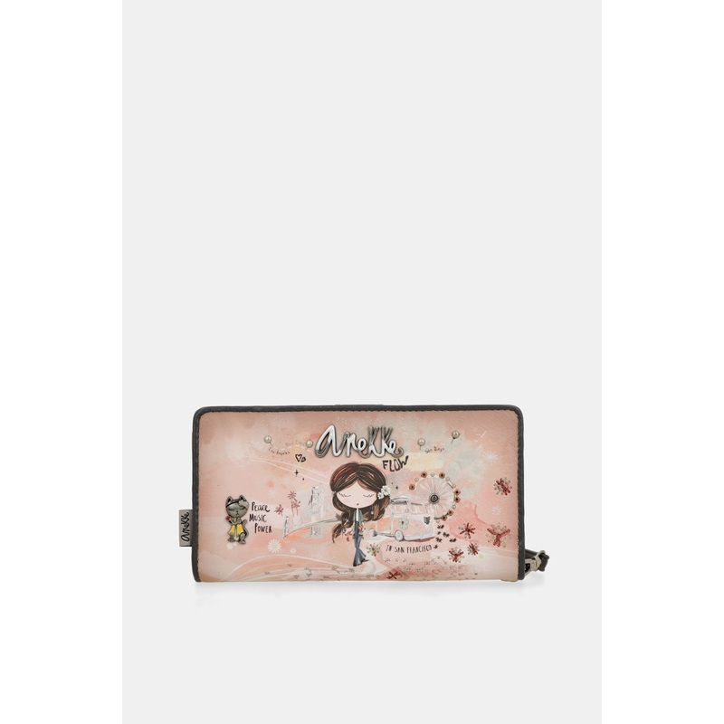 Peace & Love pink large RFID wallet