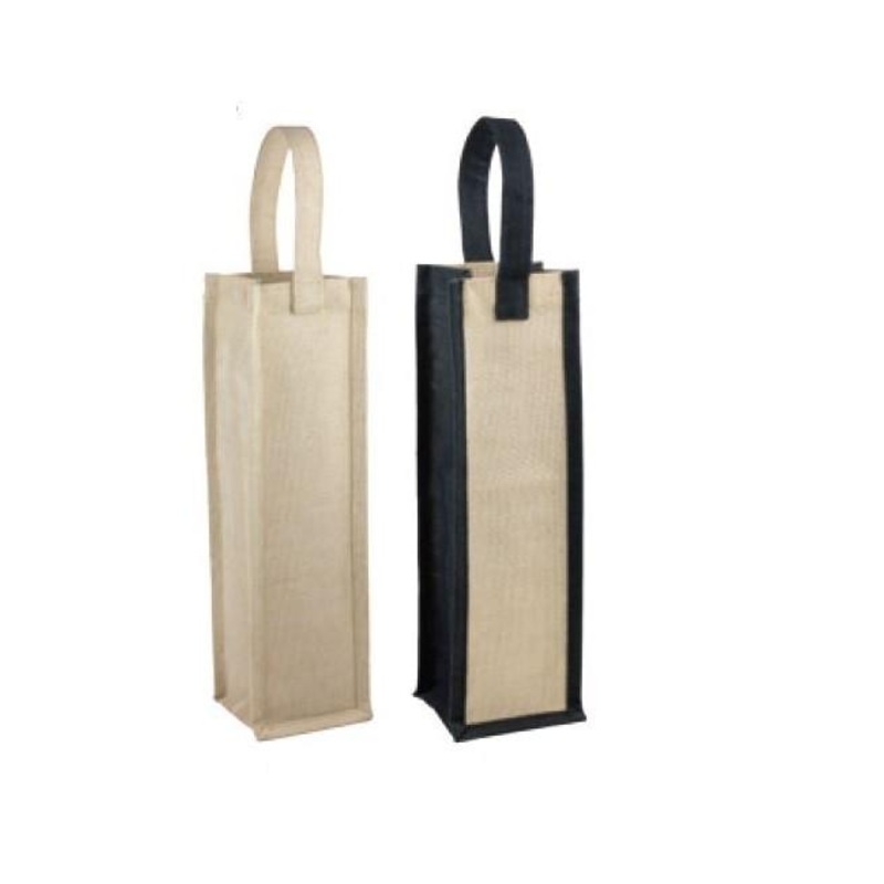 100 ct Jute Blend Single Wine Bottle Tote Bags Laminated Interior by Case