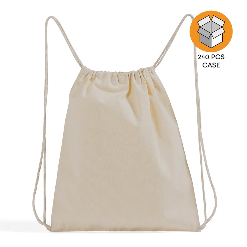 240 ct Small Canvas Drawstring Backpack / Cinch Packs - By Case